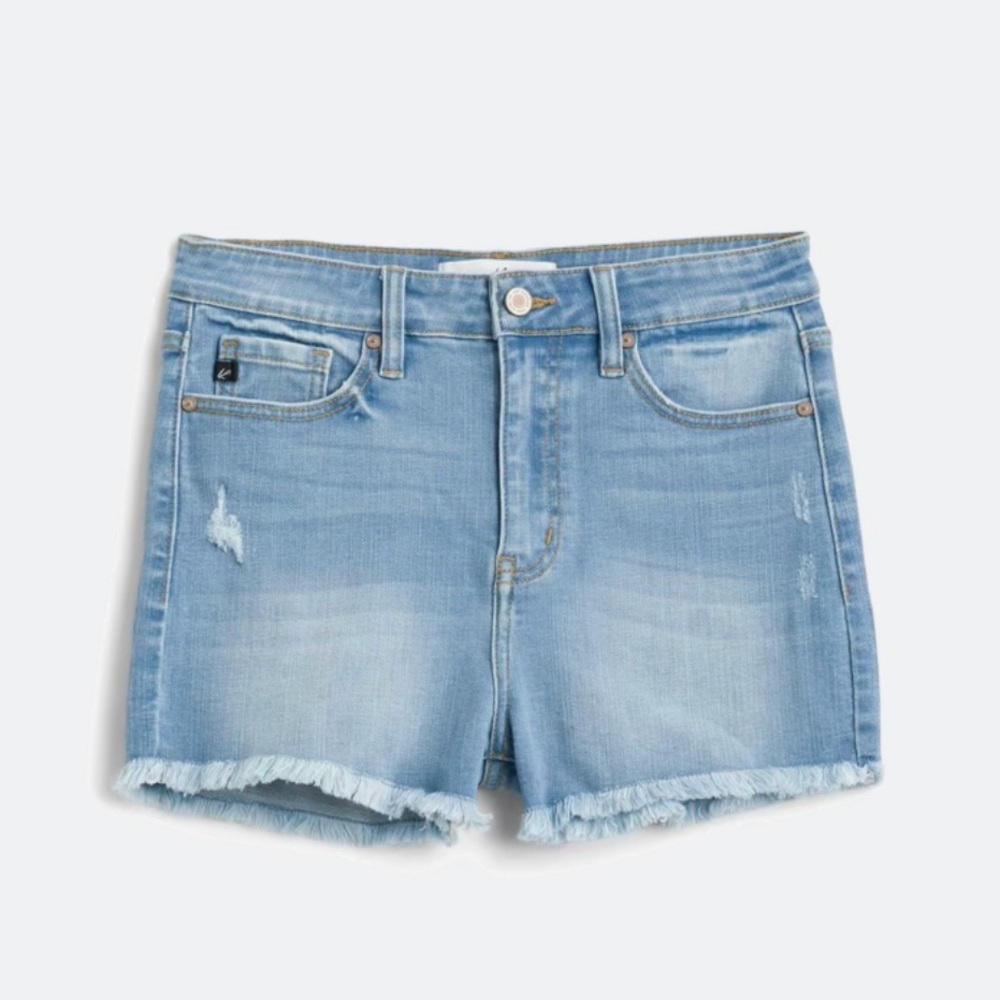 KanCan Light Blue Distressed Frayed Hem Denim Shorts